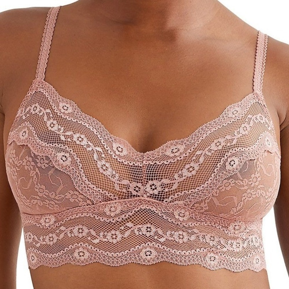 b.tempt'd by Wacoal Women Lace Bralette Brown Large Wireless Coquette Lounge NWT